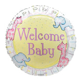 17 inch Welcome Baby with Giraffes Elephants Baby Shower Foil Balloon 17